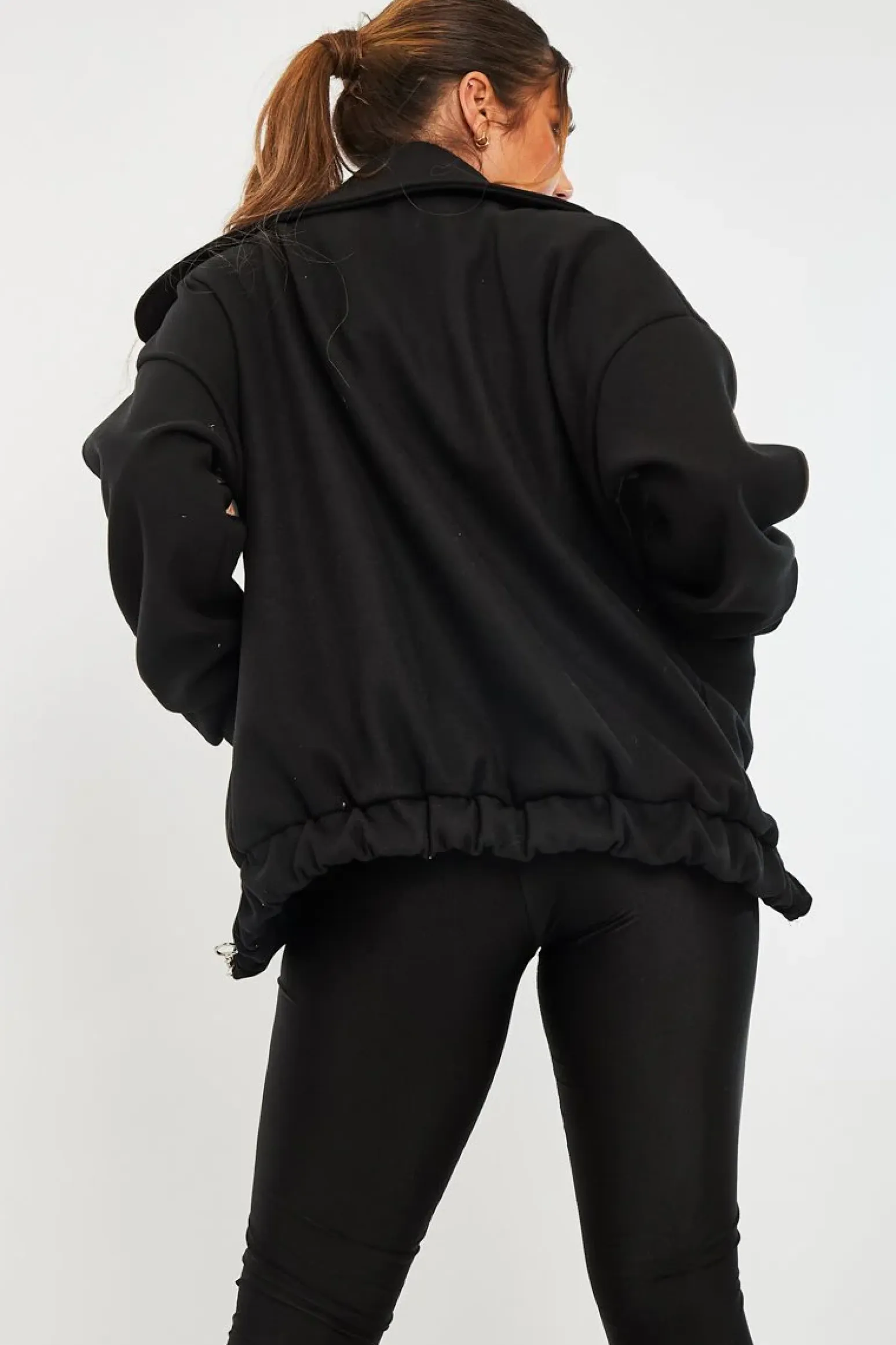 Rebellious Fashion Black Zip Front Side Pocket Shacket - Lima