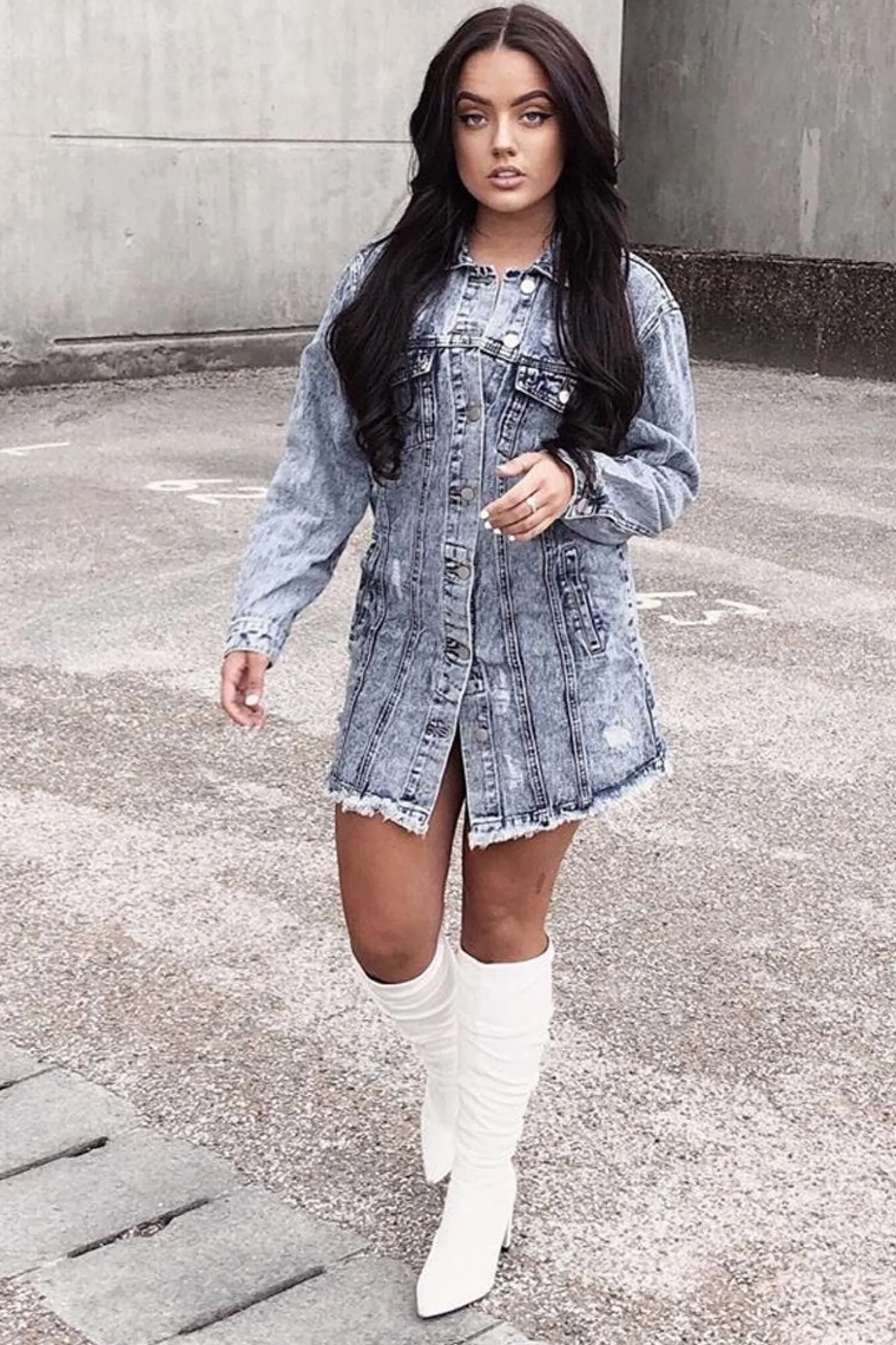 Rebellious Fashion Blue Acid Wash Denim Shirt Dress - Hannah