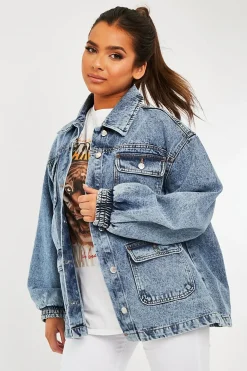 Rebellious Fashion Blue Acid Wash Oversize Denim Jacket - Annie