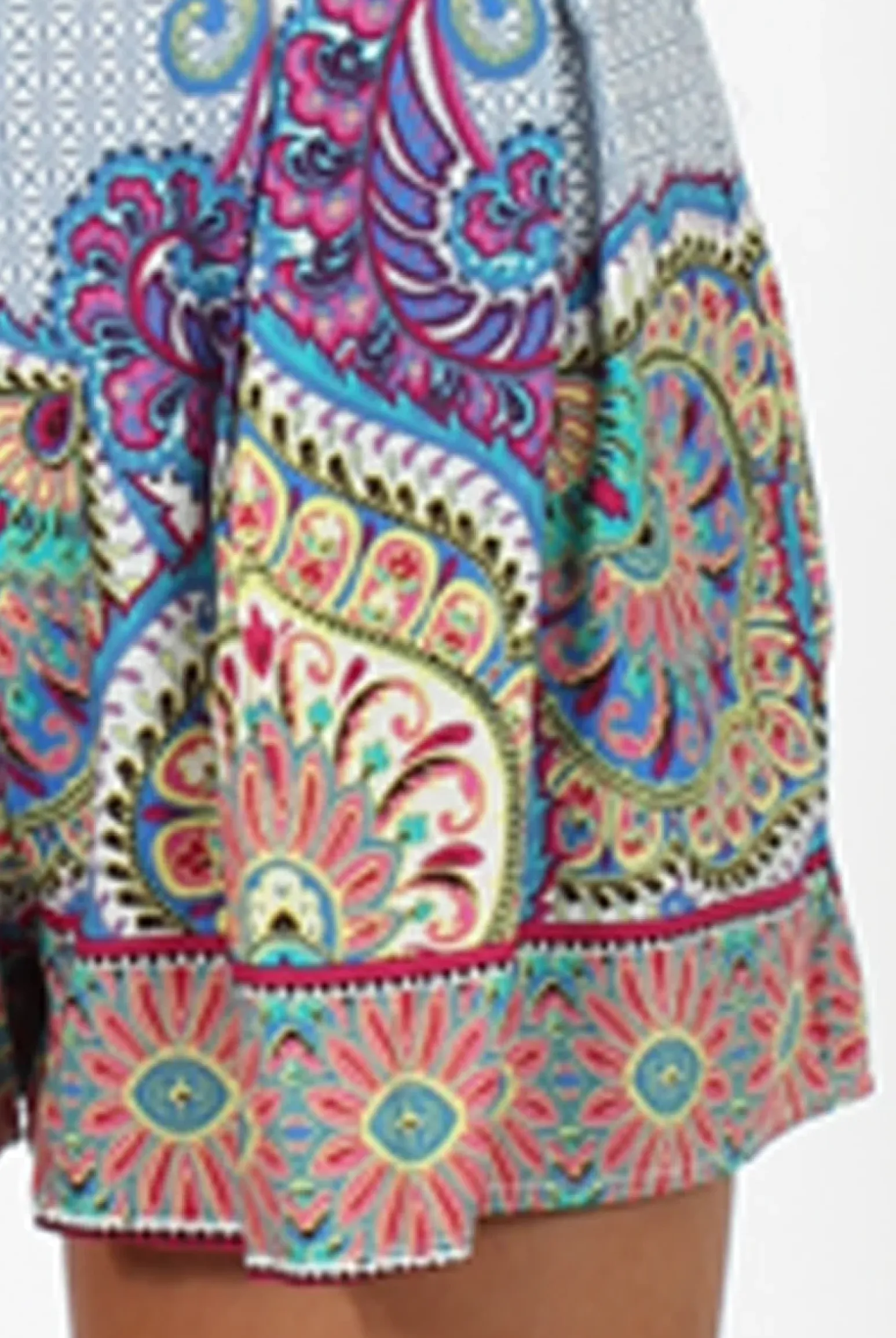 Rebellious Fashion Blue And Purple Paisley Print Two Piece set - Hali