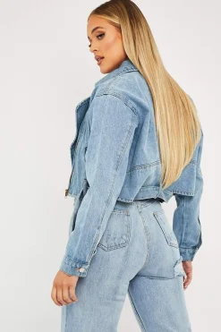 Rebellious Fashion Blue Biker Denim Jacket - Indie