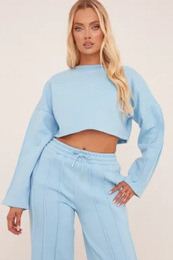 Rebellious Fashion Blue Binding Detail Loungewear Co-ord Set - Ceri