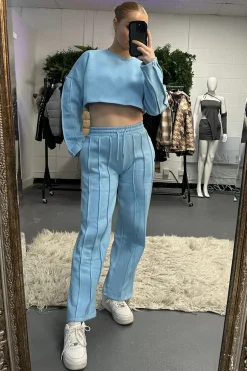 Rebellious Fashion Blue Binding Detail Loungewear Co-ord Set - Ceri