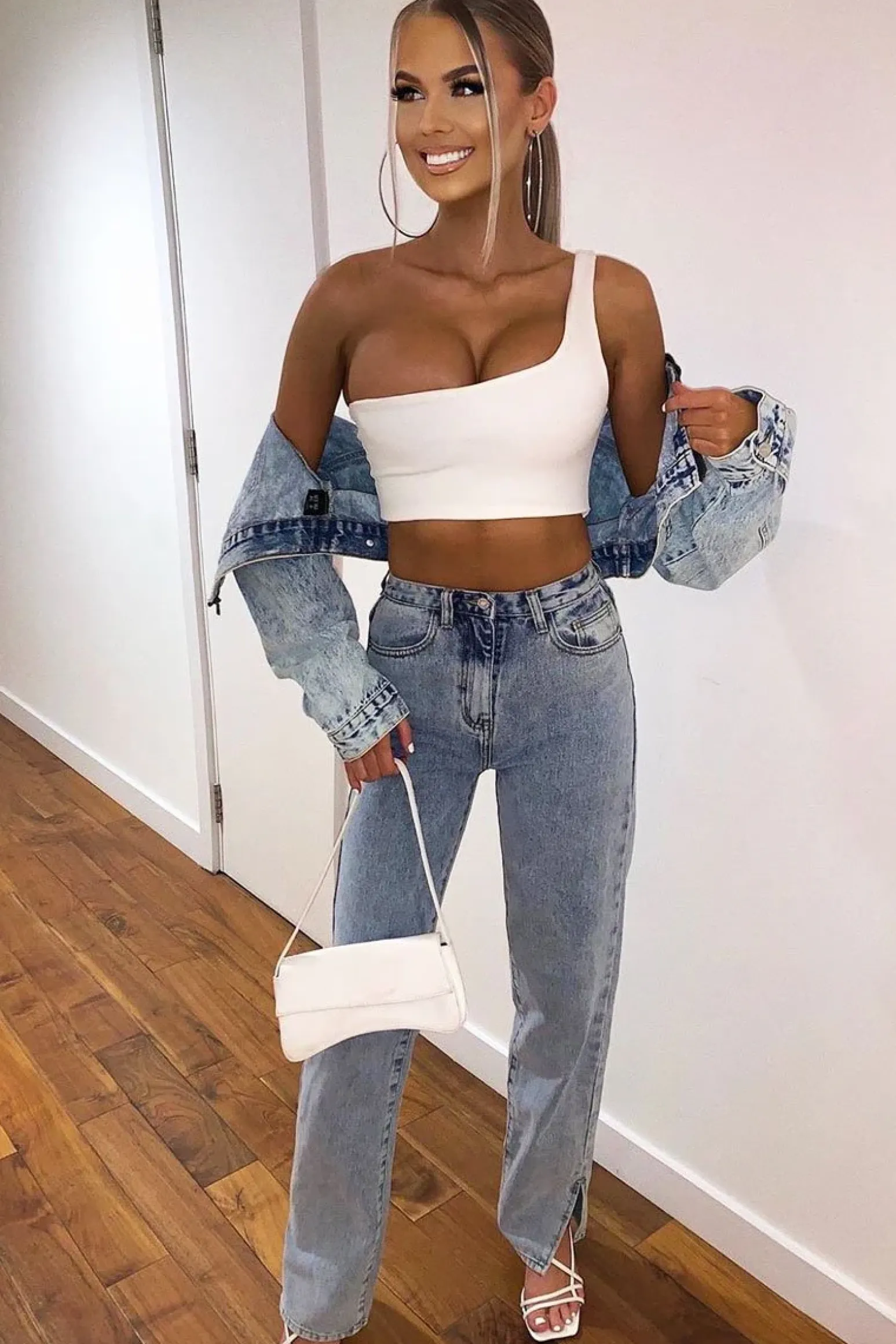 Rebellious Fashion Blue Bleached Distressed Back Denim Jeans - Imogen