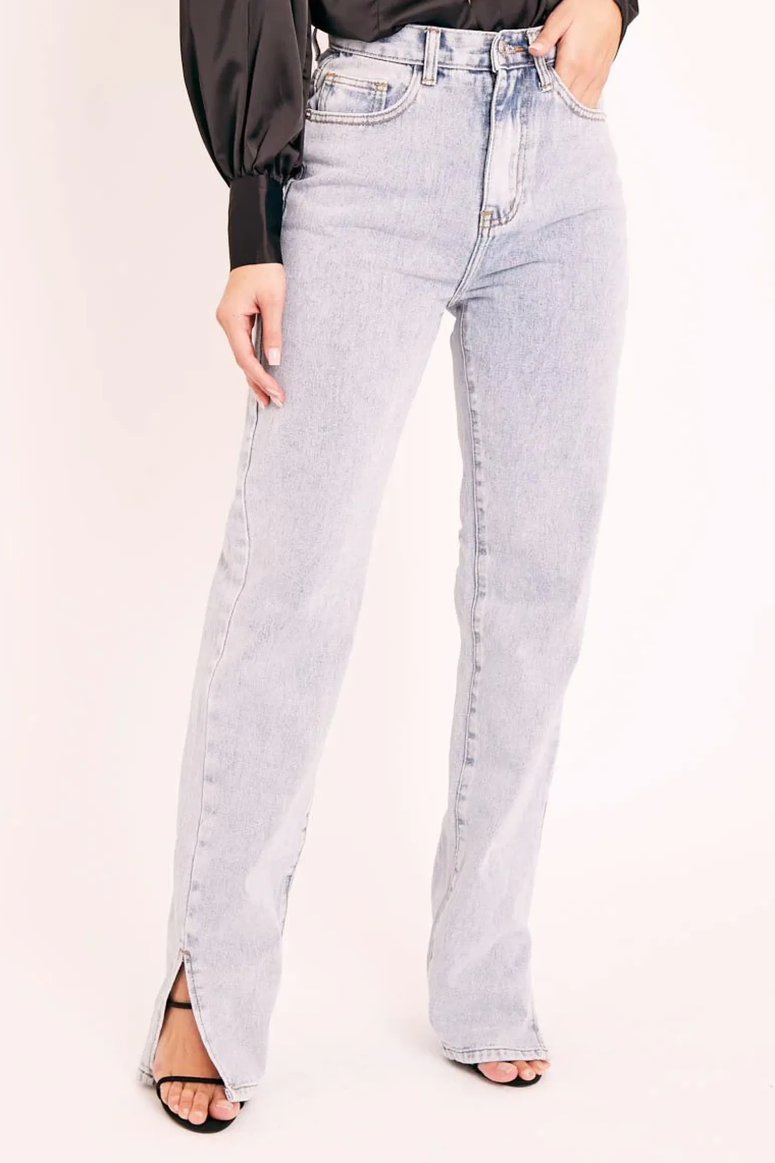 Rebellious Fashion Blue Bleached Distressed Back Denim Jeans - Imogen