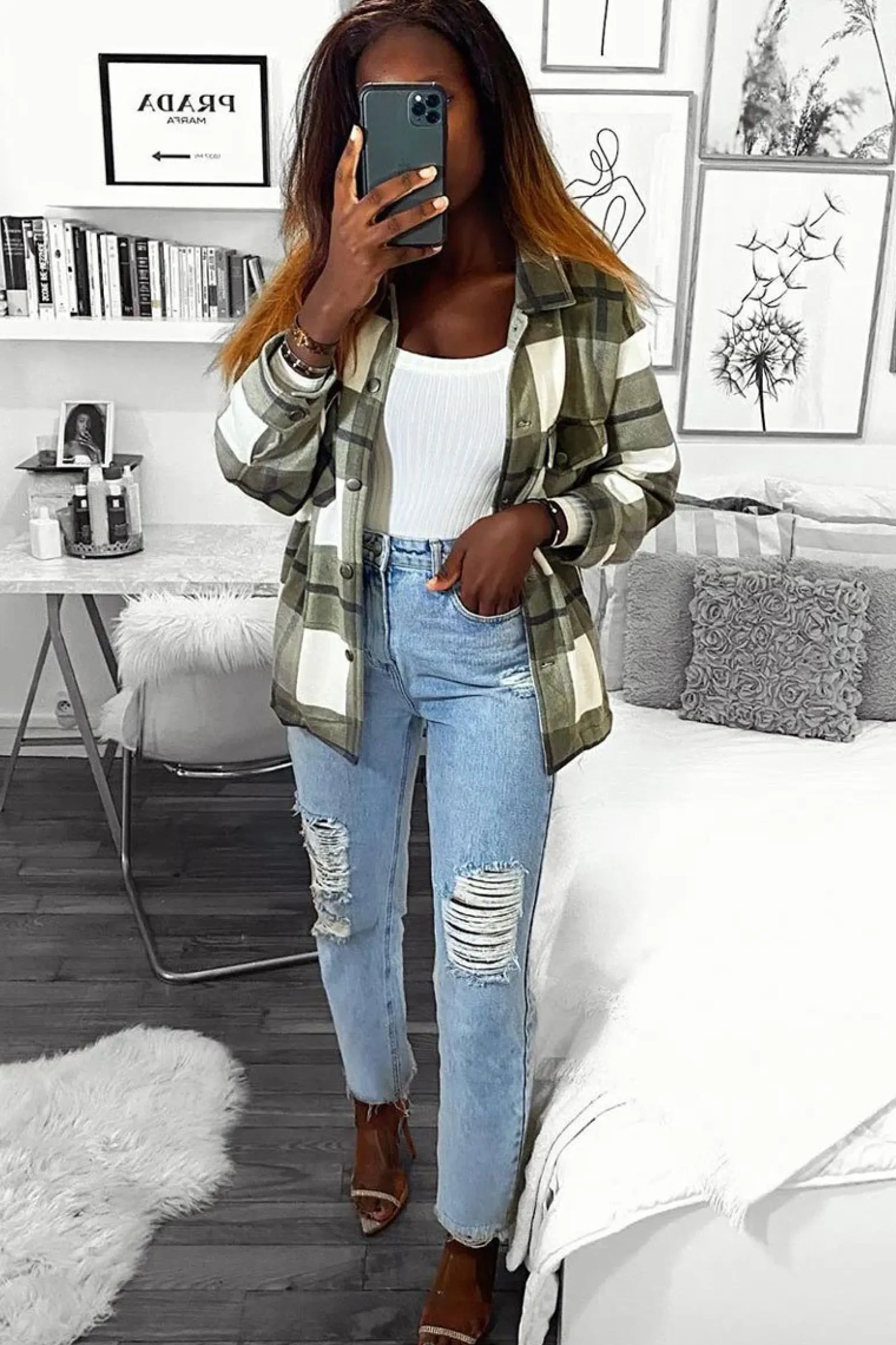 Rebellious Fashion Blue Bleach Washed Distressed Straight Leg Jeans - Holly