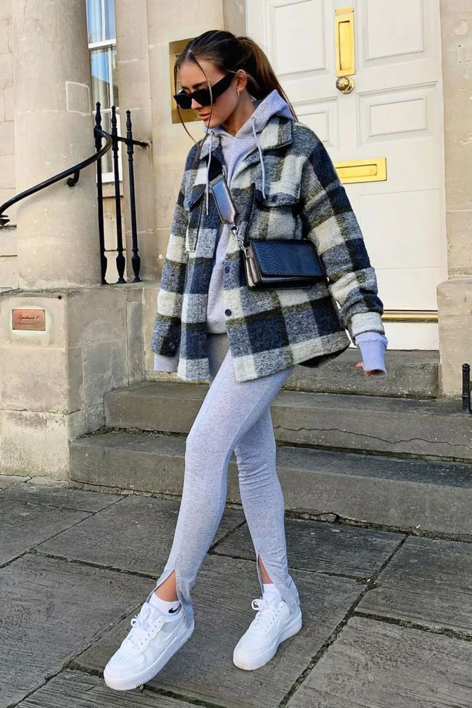 Rebellious Fashion Blue Check Oversized Wool Blend Shacket - Diora