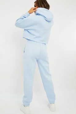 Rebellious Fashion Blue Cropped Oversized Hoodie and Joggers Co-ord - Karenza