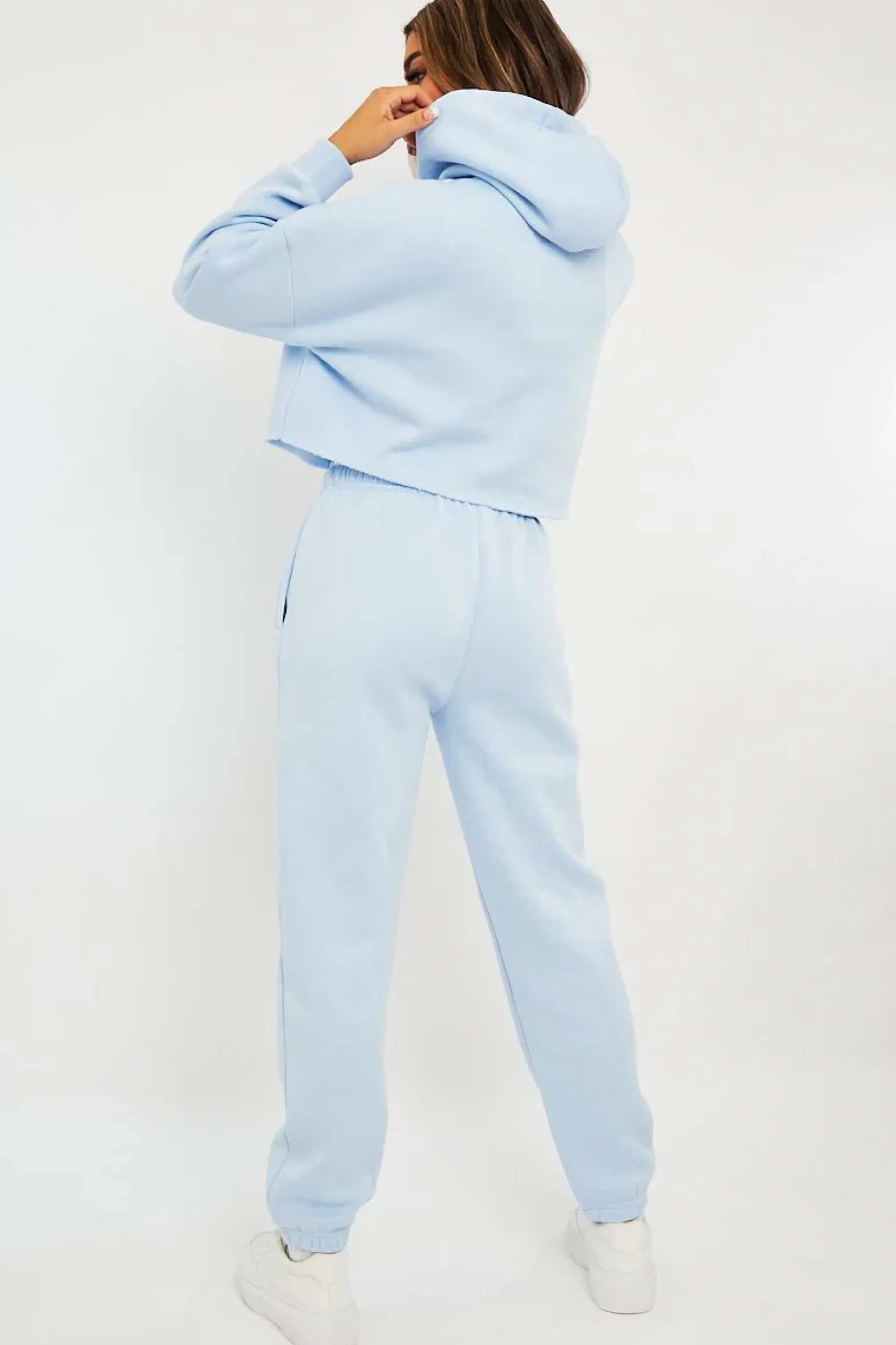 Rebellious Fashion Blue Cropped Oversized Hoodie and Joggers Co-ord - Karenza