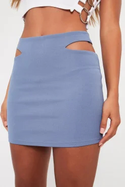 Rebellious Fashion Blue Cut Out Detail Mini Skirt - Iyah
