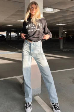 Rebellious Fashion Blue Denim Extra Long Straight Leg Jeans - Blaise