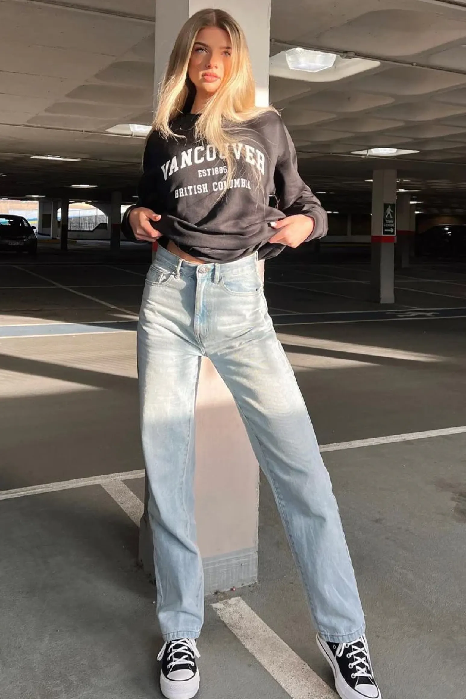 Rebellious Fashion Blue Denim Extra Long Straight Leg Jeans - Blaise