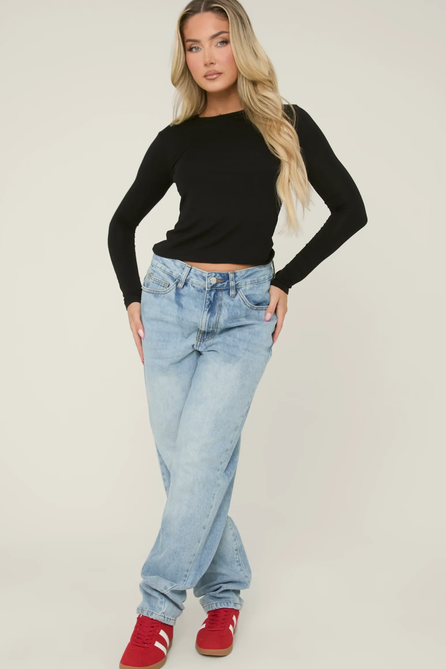Rebellious Fashion Blue Denim Extra Long Straight Leg Jeans - Blaise