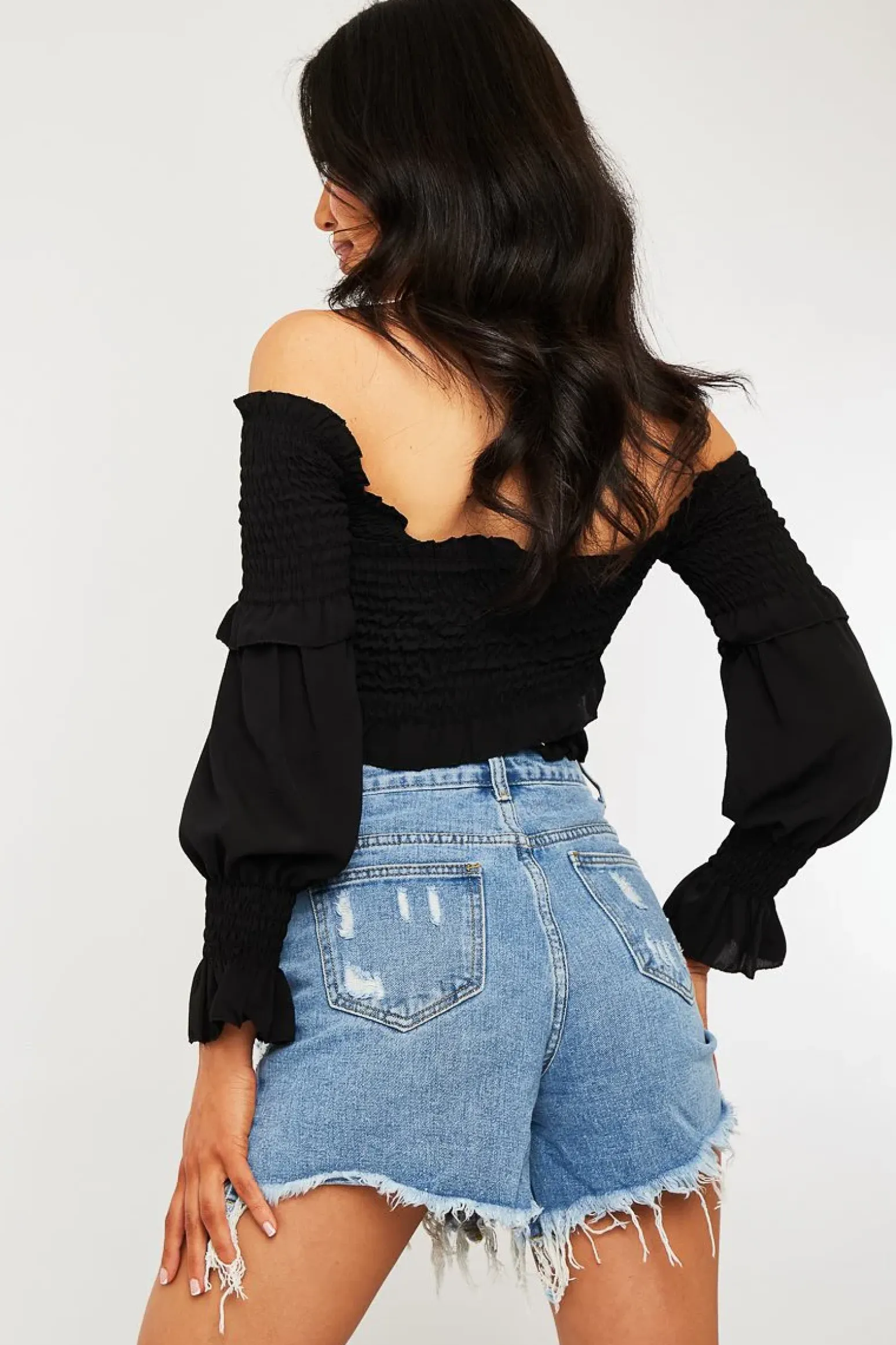 Rebellious Fashion Blue Denim Extreme Rip Front Shorts - Aarya