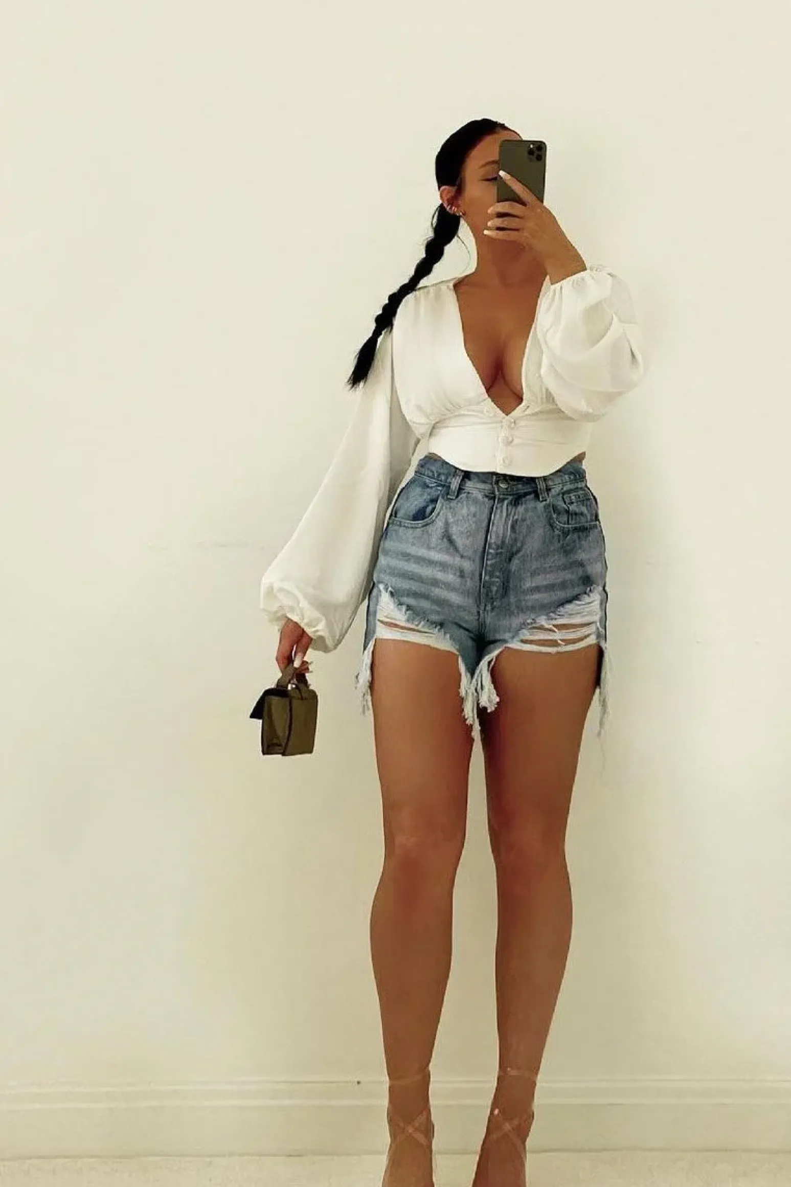 Rebellious Fashion Blue Denim Extreme Rip Front Shorts - Aarya