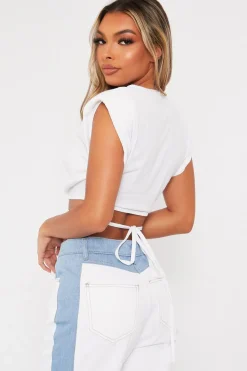 Rebellious Fashion Blue Denim Side Panel + Yoke Contrast Jeans - Alexii