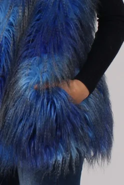 Rebellious Fashion Blue Faux Fur Gilet - Demi