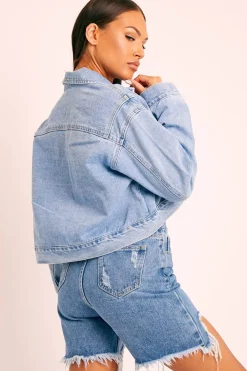 Rebellious Fashion Blue Light Wash Denim Jacket - Giani
