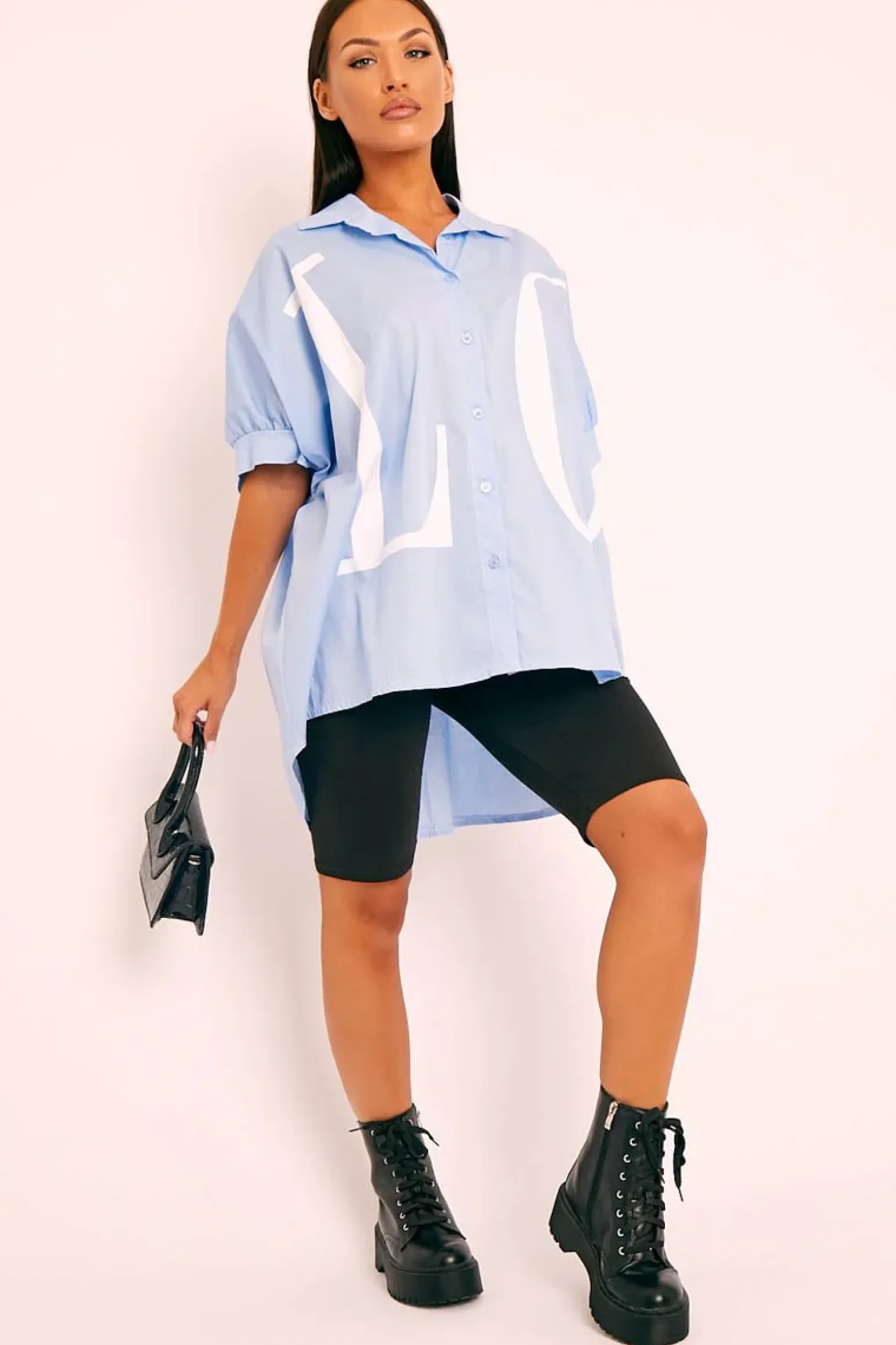 Rebellious Fashion Blue Oversized LO VE Shirt - Harmony