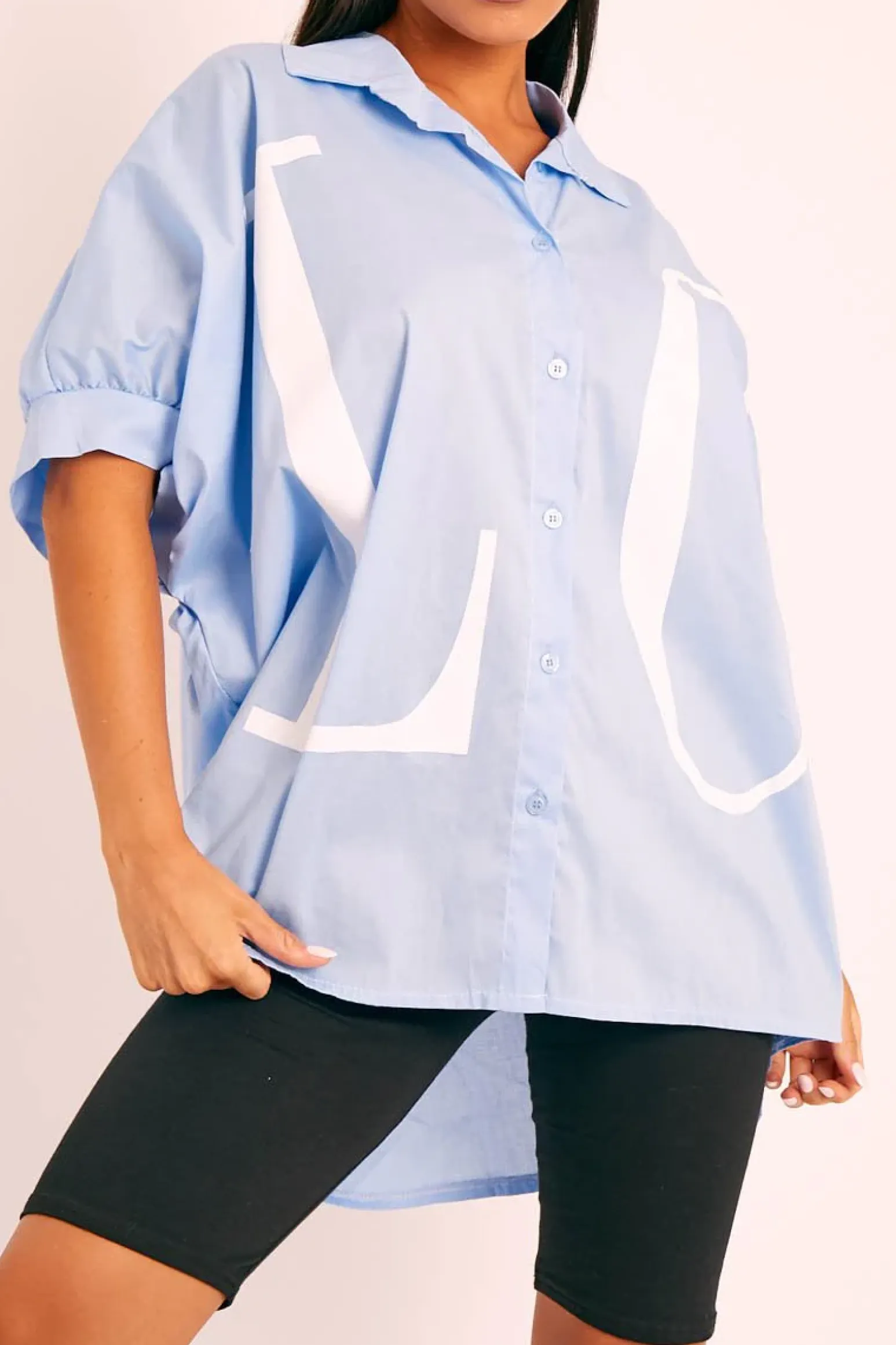 Rebellious Fashion Blue Oversized LO VE Shirt - Harmony