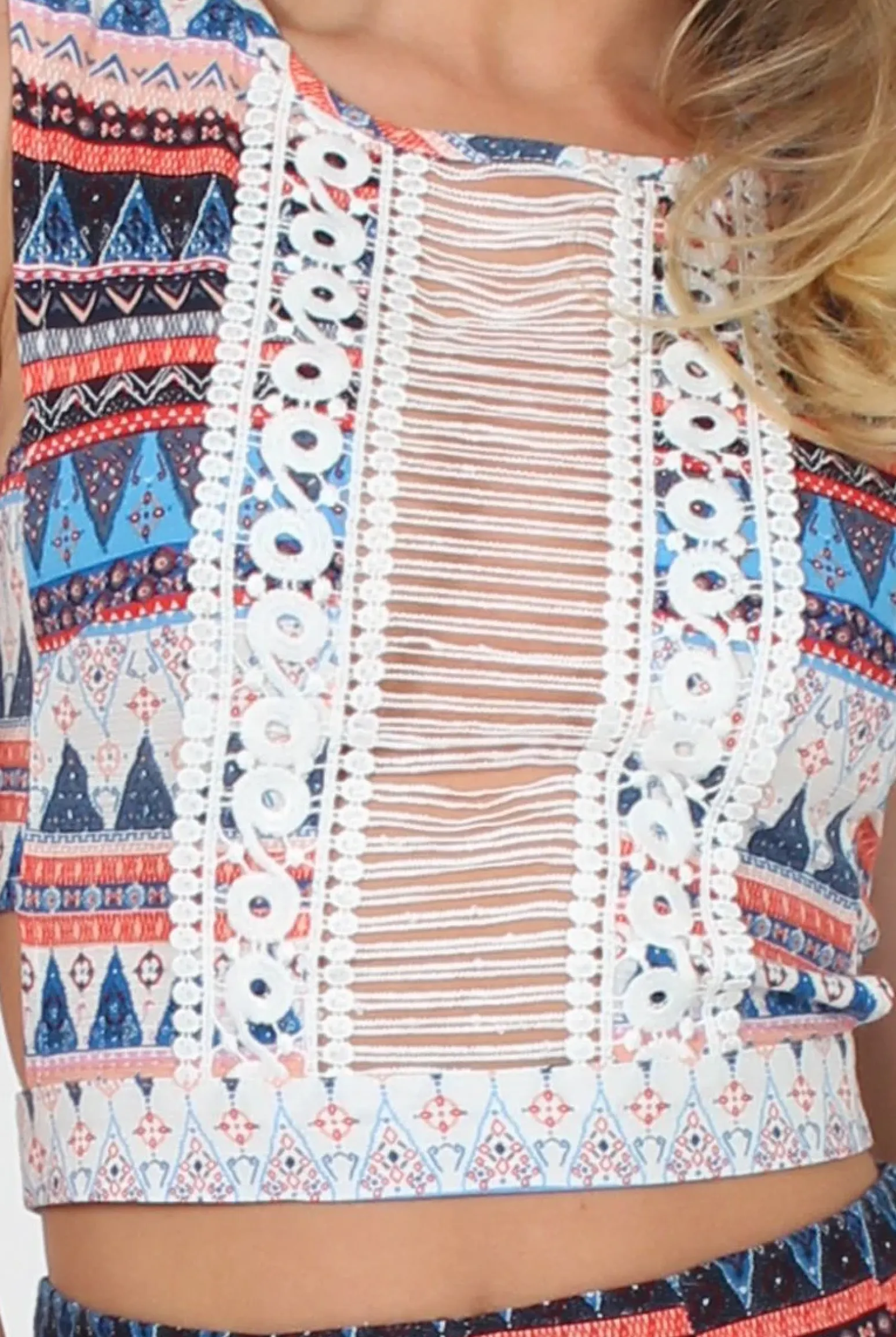 Rebellious Fashion Blue Print Two Piece - Alicia