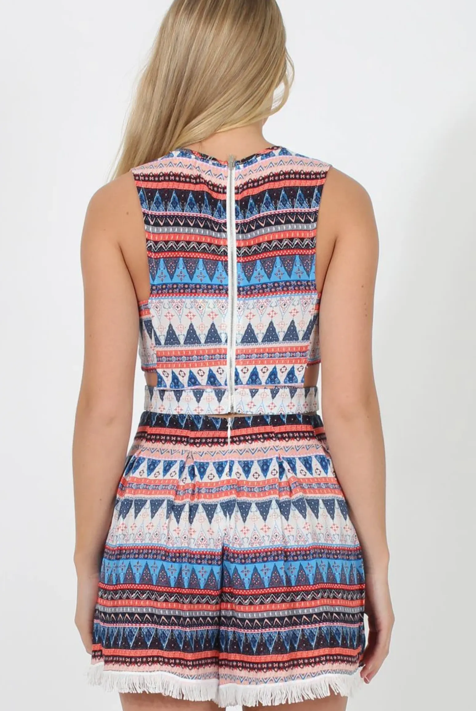 Rebellious Fashion Blue Print Two Piece - Alicia
