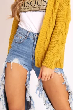 Rebellious Fashion Blue Ripped Cut Out Mom Jeans - Almer