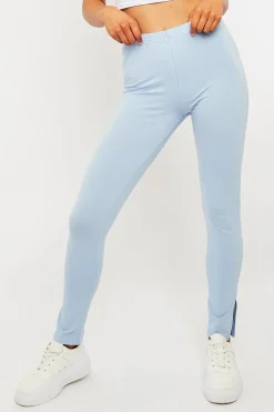 Rebellious Fashion Blue Side Split Leggings - Oliviah