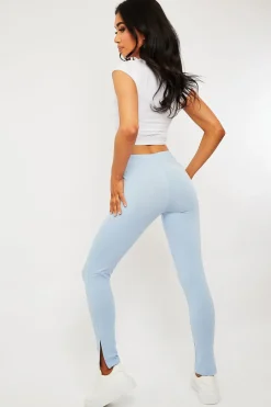 Rebellious Fashion Blue Side Split Leggings - Oliviah