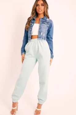 Rebellious Fashion Blue Slim Fit Distressed Cropped Denim Jacket - Ember