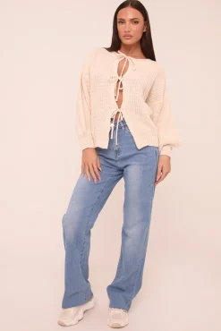 Rebellious Fashion Blue Stretch Straight Leg Frayed Hem Jeans - Scarlett
