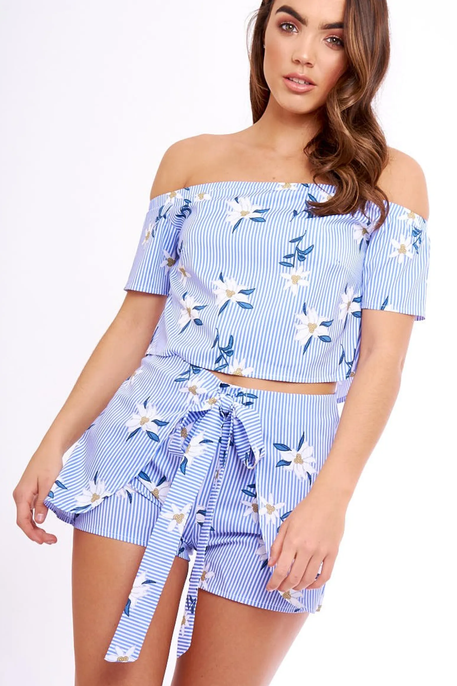 Rebellious Fashion Blue Striped Crop Top - Katrin
