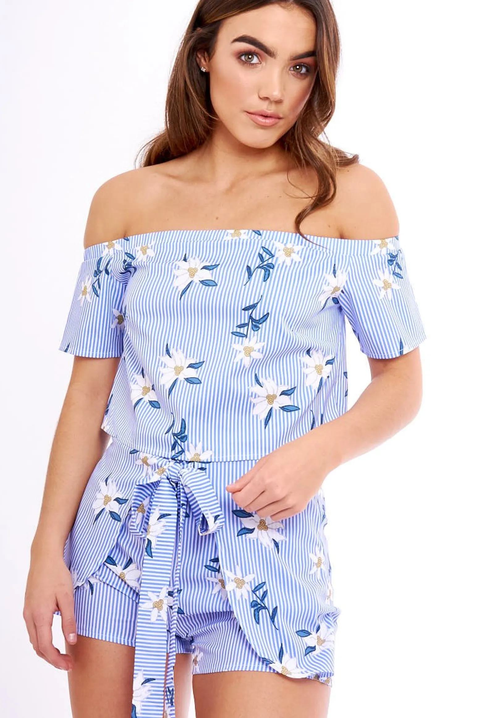 Rebellious Fashion Blue Striped Crop Top - Katrin