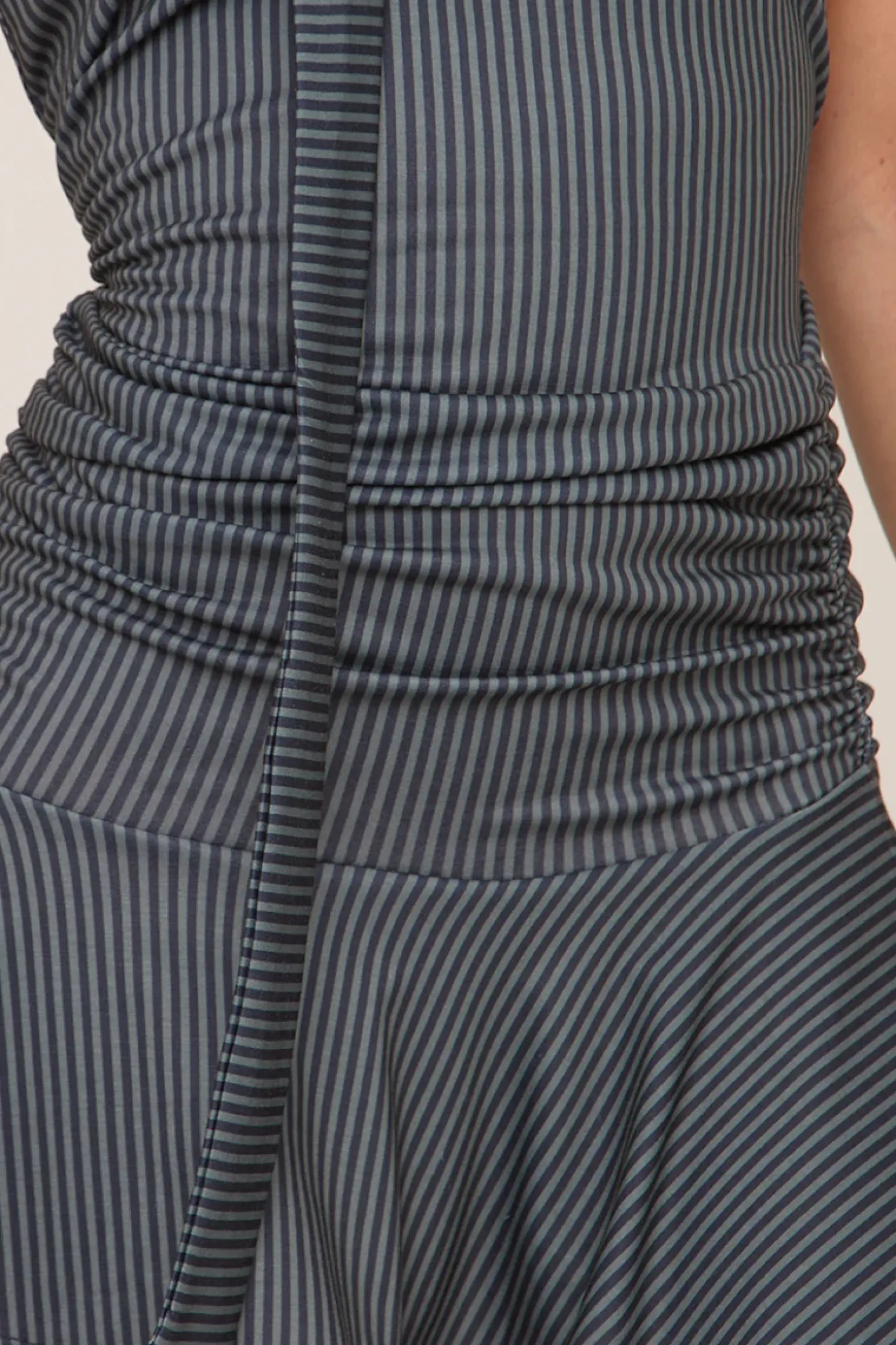 Rebellious Fashion Blue Striped Halter Neck Mini Dress - Cailin