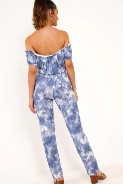 Rebellious Fashion Blue Tie Dye Bardot Jumpsuit - Kenzington