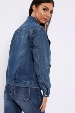 Rebellious Fashion Blue Two Tone Denim Jacket -Shay