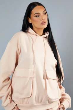 Rebellious Fashion Blush Cargo Pocket Hoodie and Joggers Tracksuit - Aafiya