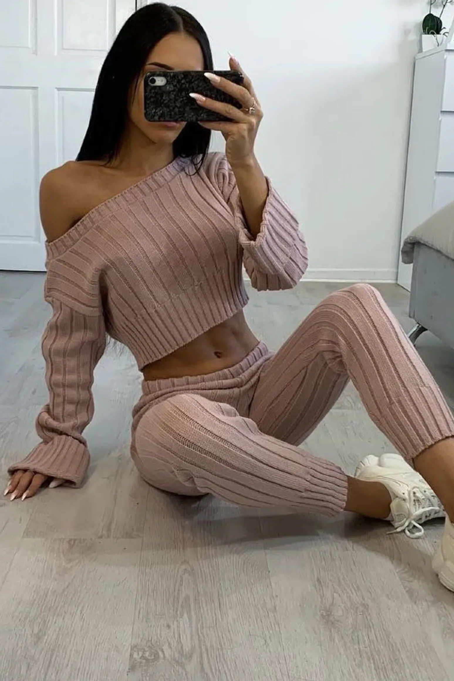 Rebellious Fashion Blush Chunky Knit Loungewear Set - Wynter