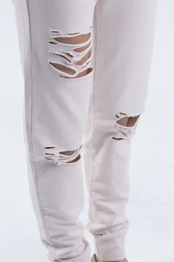 Rebellious Fashion Blush Distressed Hoodie Tracksuit - Mollie