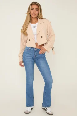Rebellious Fashion Bright Blue Stretch Mid Waist Kick Flare Denim Jeans - Aspen