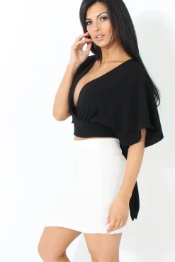 Rebellious Fashion Brody White Asymmetric Ribbed Skirt