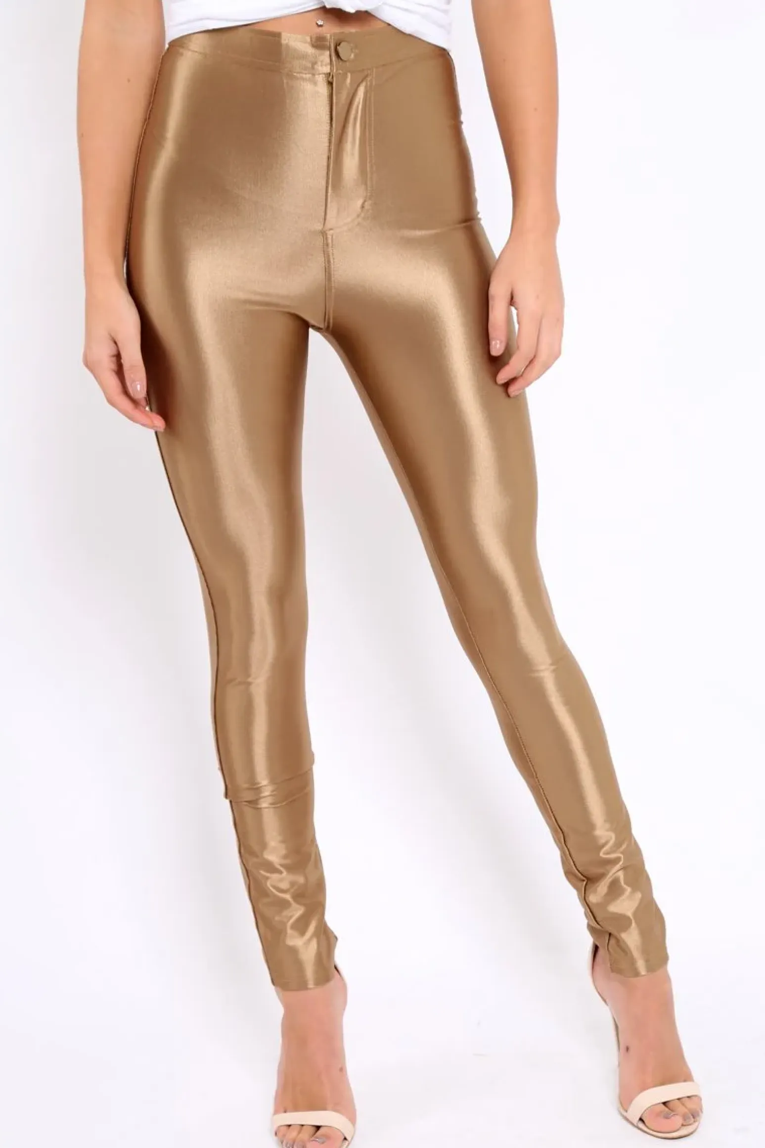 Rebellious Fashion Bronze High Waisted Disco Pants - Deena