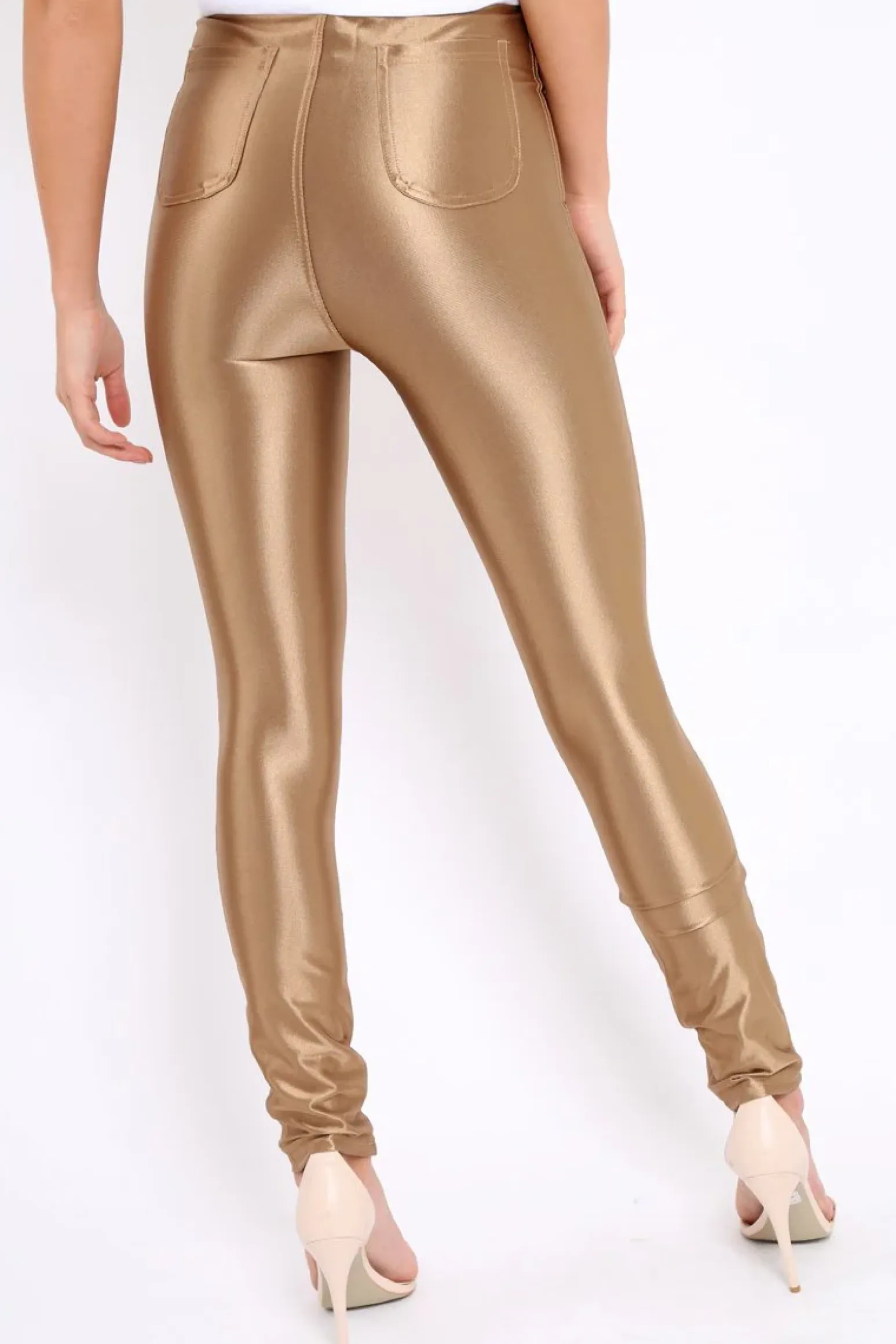 Rebellious Fashion Bronze High Waisted Disco Pants - Deena