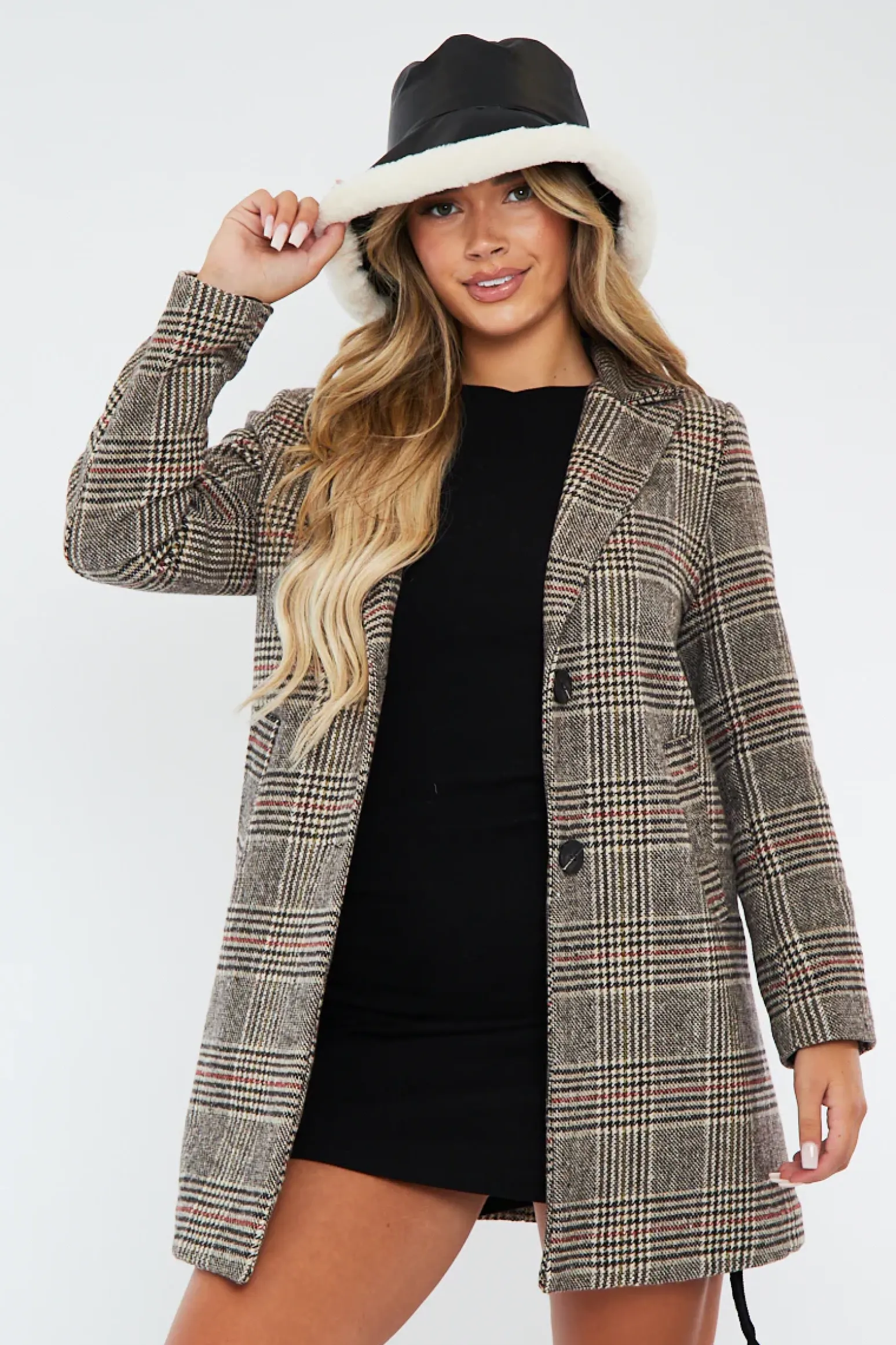 Rebellious Fashion Brown Checked Tailored Coat - Willow