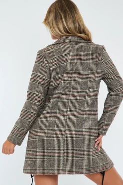 Rebellious Fashion Brown Checked Tailored Coat - Willow