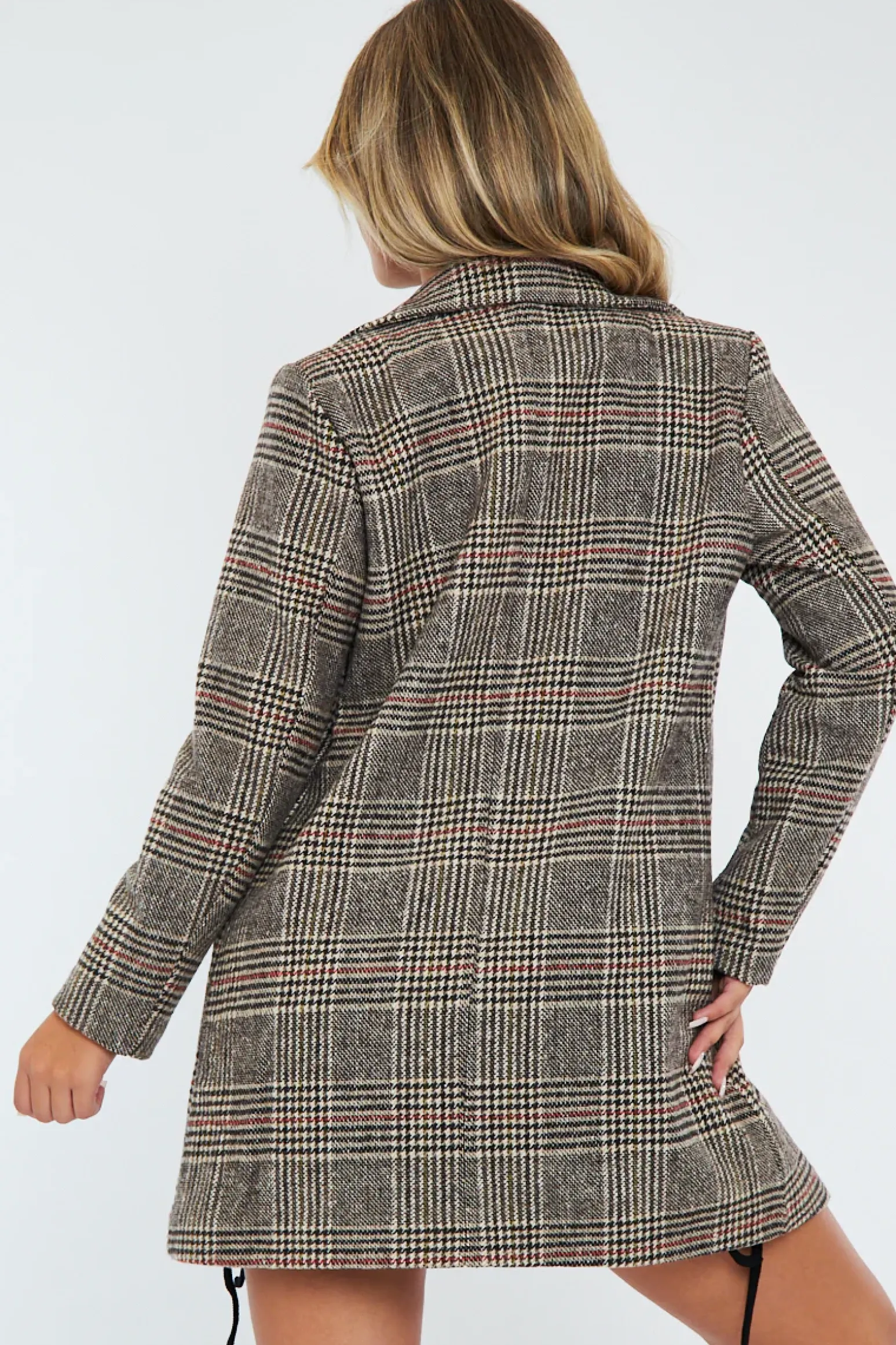 Rebellious Fashion Brown Checked Tailored Coat - Willow