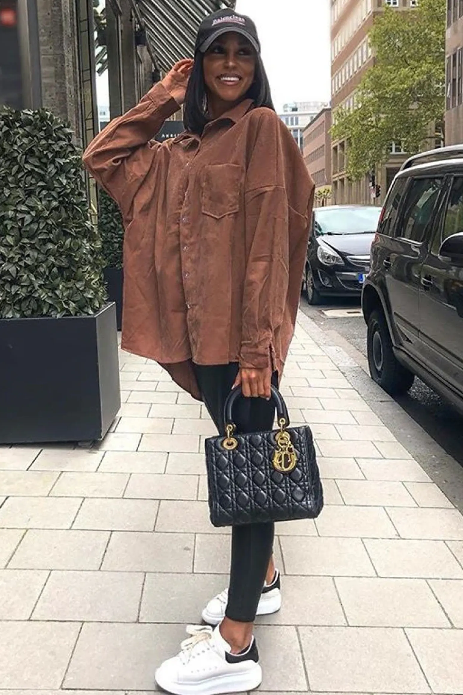 Rebellious Fashion Brown Corduroy Button Front Oversized Shirt - Kyrah
