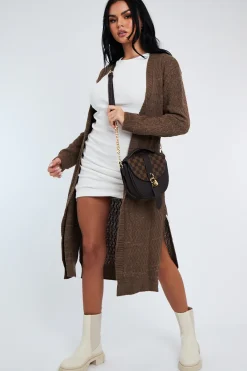Rebellious Fashion Brown Long Knit Cardigan - Shola