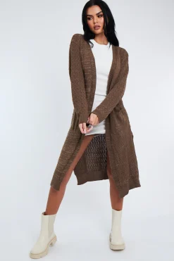 Rebellious Fashion Brown Long Knit Cardigan - Shola