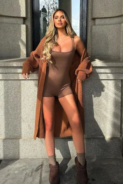 Rebellious Fashion Brown Longline Knit Maxi Cardigan - Ema